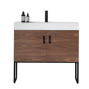 VEEMON 36” WALNUT BATHROOM VANITY