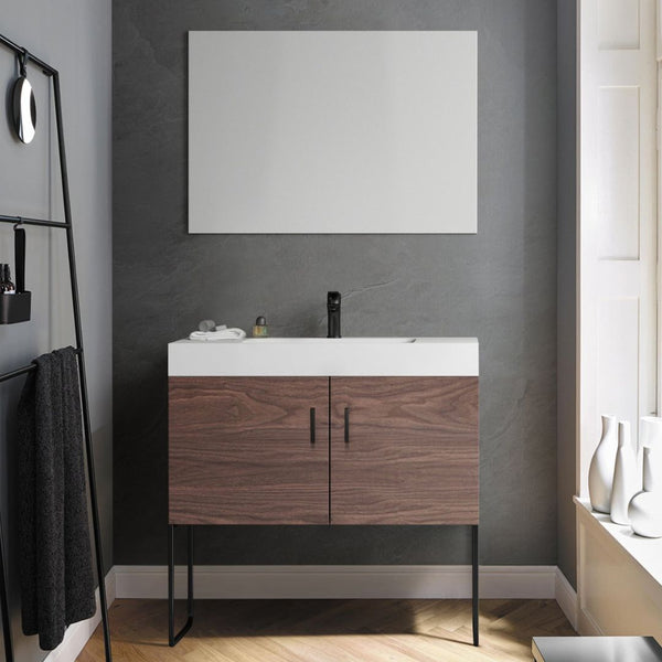 VEEMON 36” WALNUT BATHROOM VANITY
