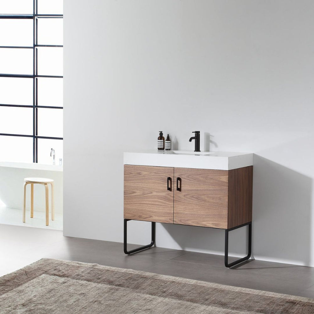 VEEMON 36” WALNUT BATHROOM VANITY