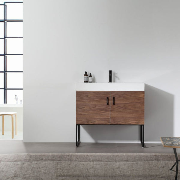 VEEMON 36” WALNUT BATHROOM VANITY