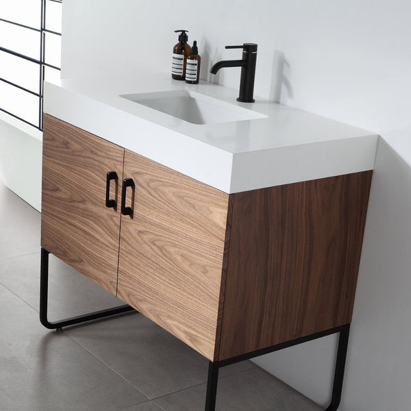 VEEMON 36” WALNUT BATHROOM VANITY