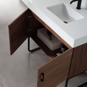 VEEMON 36” WALNUT BATHROOM VANITY