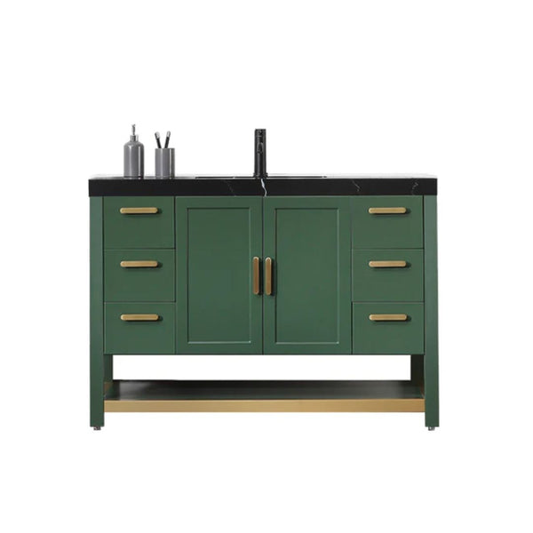 Winchester 48” FOREST GREEN WITH BLACK COUNTERTOP BATHROOM VANITY