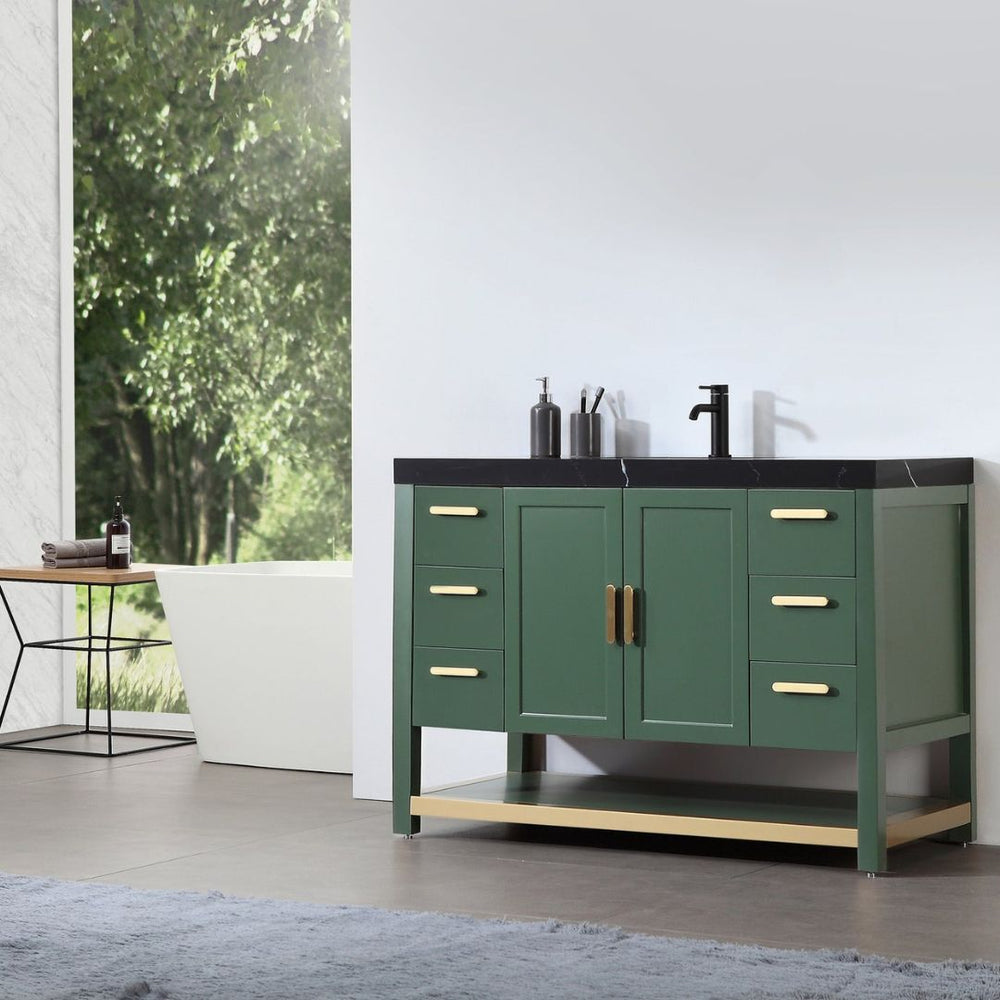 Winchester 48” FOREST GREEN WITH BLACK COUNTERTOP BATHROOM VANITY