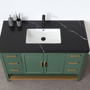 Winchester 48” FOREST GREEN WITH BLACK COUNTERTOP BATHROOM VANITY