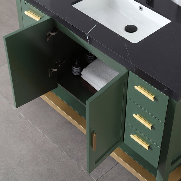 Winchester 48” FOREST GREEN WITH BLACK COUNTERTOP BATHROOM VANITY