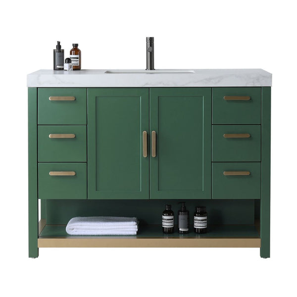 WINCHESTER 48” FOREST GREEN WITH WHITE COUNTERTOP BATHROOM VANITY