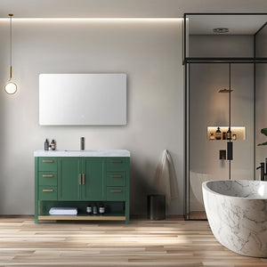 WINCHESTER 48” FOREST GREEN WITH WHITE COUNTERTOP BATHROOM VANITY