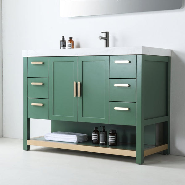 WINCHESTER 48” FOREST GREEN WITH WHITE COUNTERTOP BATHROOM VANITY