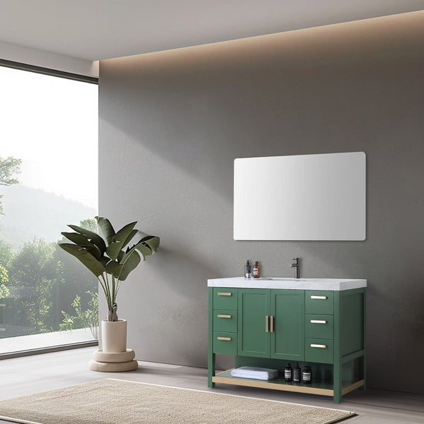WINCHESTER 48” FOREST GREEN WITH WHITE COUNTERTOP BATHROOM VANITY