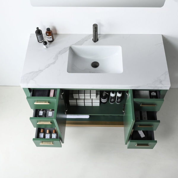 WINCHESTER 48” FOREST GREEN WITH WHITE COUNTERTOP BATHROOM VANITY