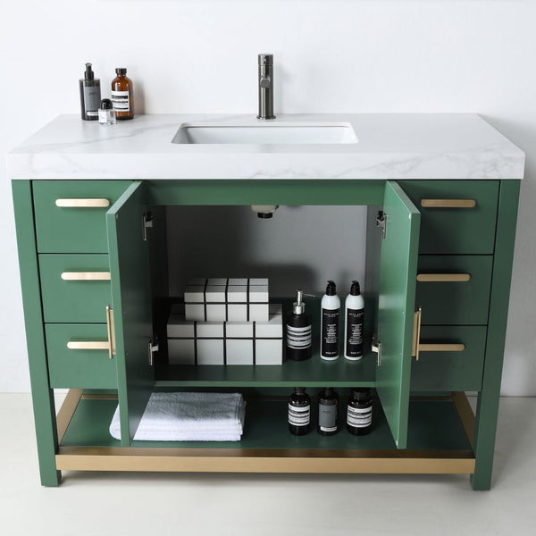 WINCHESTER 48” FOREST GREEN WITH WHITE COUNTERTOP BATHROOM VANITY