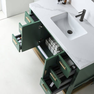 WINCHESTER 48” FOREST GREEN WITH WHITE COUNTERTOP BATHROOM VANITY