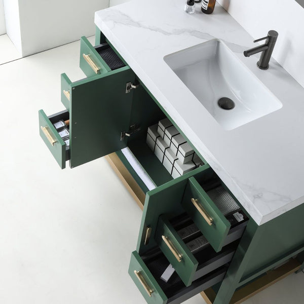 WINCHESTER 48” FOREST GREEN WITH WHITE COUNTERTOP BATHROOM VANITY