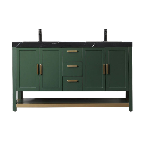 WINCHESTER 60” FOREST GREEN WITH BLACK COUNTERTOP BATHROOM VANITY