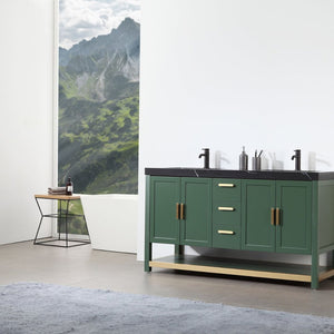 WINCHESTER 60” FOREST GREEN WITH BLACK COUNTERTOP BATHROOM VANITY