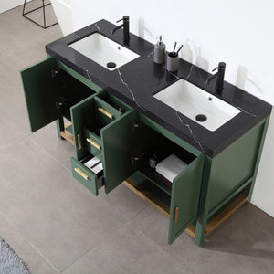WINCHESTER 60” FOREST GREEN WITH BLACK COUNTERTOP BATHROOM VANITY
