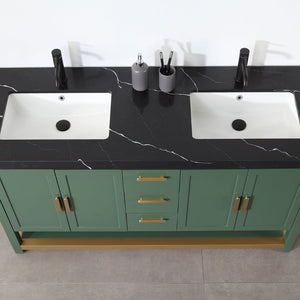 WINCHESTER 60” FOREST GREEN WITH BLACK COUNTERTOP BATHROOM VANITY