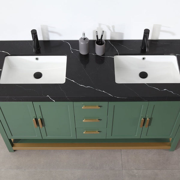 WINCHESTER 60” FOREST GREEN WITH BLACK COUNTERTOP BATHROOM VANITY