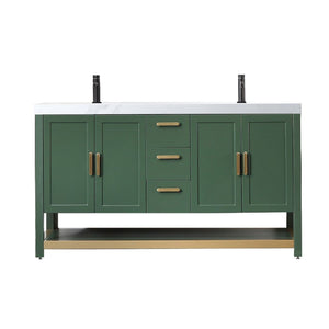 WINCHESTER 60” FOREST GREEN WITH WHITE COUNTERTOP BATHROOM VANITY