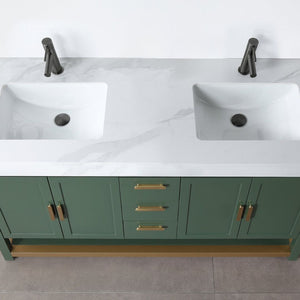 WINCHESTER 60” FOREST GREEN WITH WHITE COUNTERTOP BATHROOM VANITY