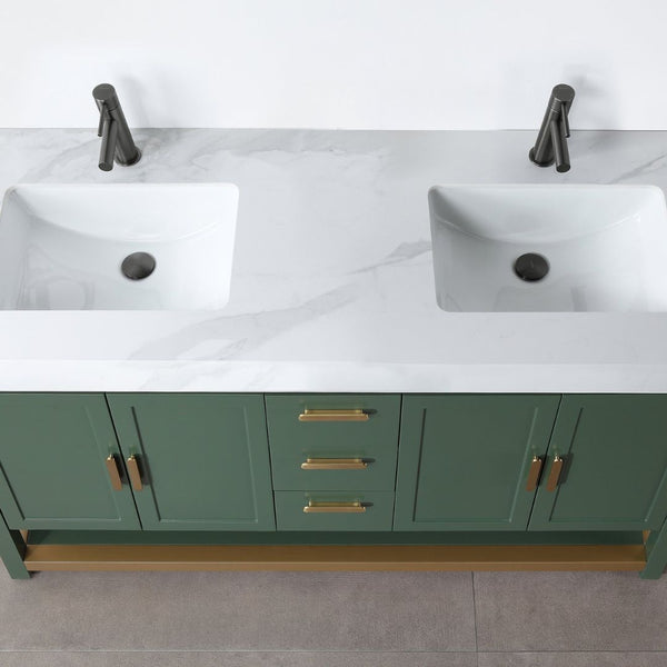 WINCHESTER 60” FOREST GREEN WITH WHITE COUNTERTOP BATHROOM VANITY