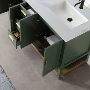 WINCHESTER 60” FOREST GREEN WITH WHITE COUNTERTOP BATHROOM VANITY