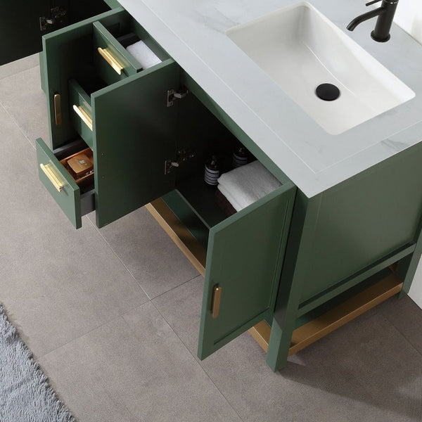 WINCHESTER 60” FOREST GREEN WITH WHITE COUNTERTOP BATHROOM VANITY