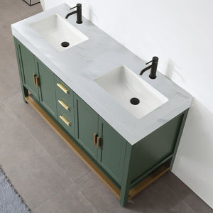 WINCHESTER 60” FOREST GREEN WITH WHITE COUNTERTOP BATHROOM VANITY