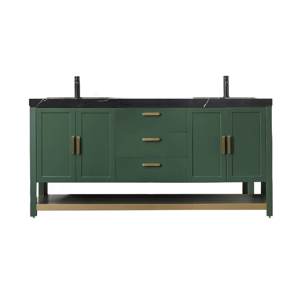 WINCHESTER 72” FOREST GREEN WITH BLACK COUNTERTOP BATHROOM VANITY