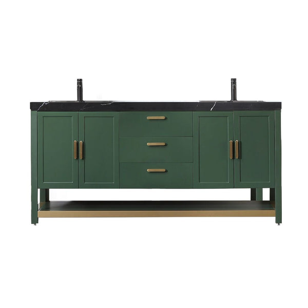 WINCHESTER 72” FOREST GREEN WITH BLACK COUNTERTOP BATHROOM VANITY
