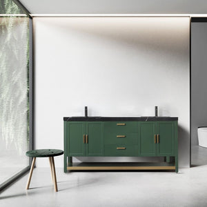 WINCHESTER 72” FOREST GREEN WITH BLACK COUNTERTOP BATHROOM VANITY