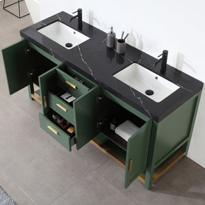 WINCHESTER 72” FOREST GREEN WITH BLACK COUNTERTOP BATHROOM VANITY