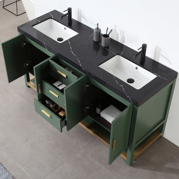 WINCHESTER 72” FOREST GREEN WITH BLACK COUNTERTOP BATHROOM VANITY