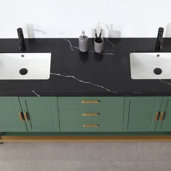 WINCHESTER 72” FOREST GREEN WITH BLACK COUNTERTOP BATHROOM VANITY