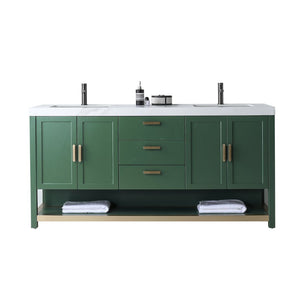 WINCHESTER 72” FOREST GREEN WITH WHITE COUNTERTOP BATHROOM VANITY