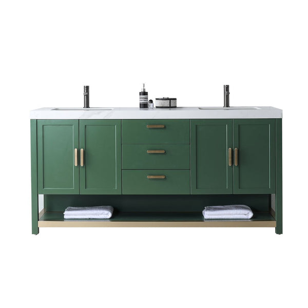 WINCHESTER 72” FOREST GREEN WITH WHITE COUNTERTOP BATHROOM VANITY