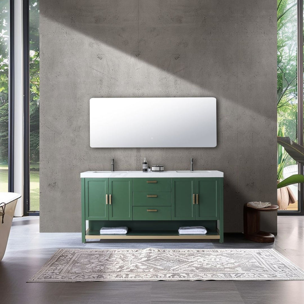 WINCHESTER 72” FOREST GREEN WITH WHITE COUNTERTOP BATHROOM VANITY