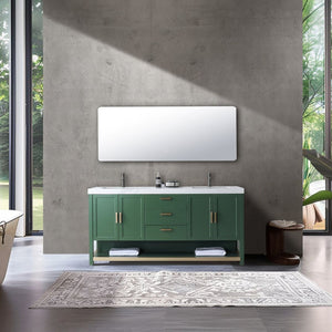 WINCHESTER 72” FOREST GREEN WITH WHITE COUNTERTOP BATHROOM VANITY