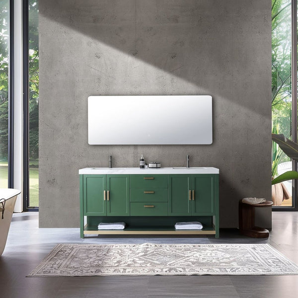 WINCHESTER 72” FOREST GREEN WITH WHITE COUNTERTOP BATHROOM VANITY