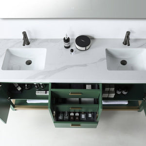 WINCHESTER 72” FOREST GREEN WITH WHITE COUNTERTOP BATHROOM VANITY