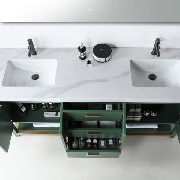 WINCHESTER 72” FOREST GREEN WITH WHITE COUNTERTOP BATHROOM VANITY