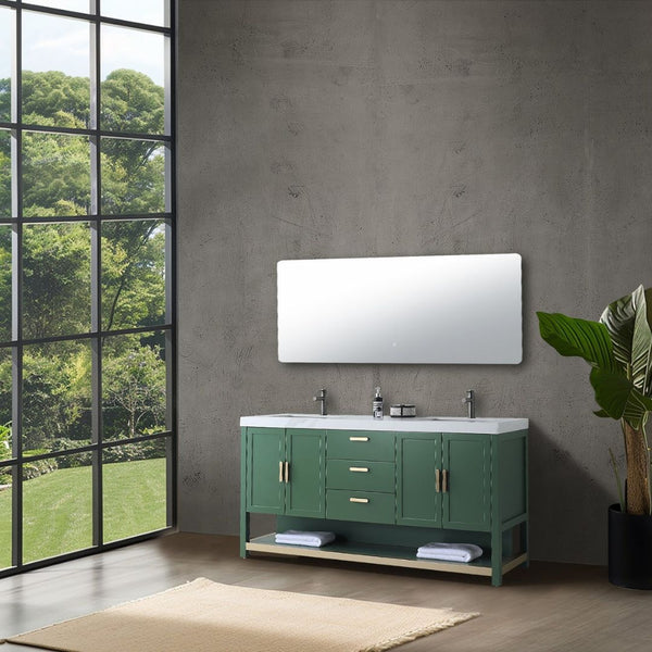WINCHESTER 72” FOREST GREEN WITH WHITE COUNTERTOP BATHROOM VANITY