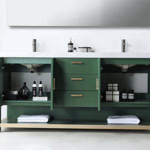 WINCHESTER 72” FOREST GREEN WITH WHITE COUNTERTOP BATHROOM VANITY