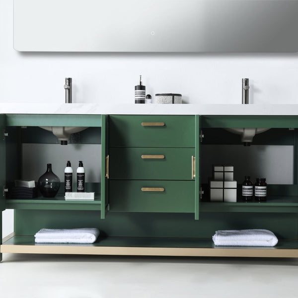 WINCHESTER 72” FOREST GREEN WITH WHITE COUNTERTOP BATHROOM VANITY