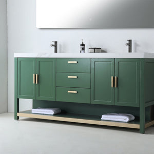 WINCHESTER 72” FOREST GREEN WITH WHITE COUNTERTOP BATHROOM VANITY