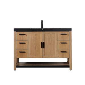 WINCHESTER 48” PECAN OAK WITH BLACK COUNTERTOP BATHROOM VANITY
