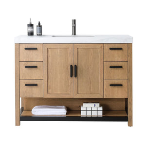 WINCHESTER 48” PECAN OAK WITH WHITE COUNTERTOP BATHROOM VANITY
