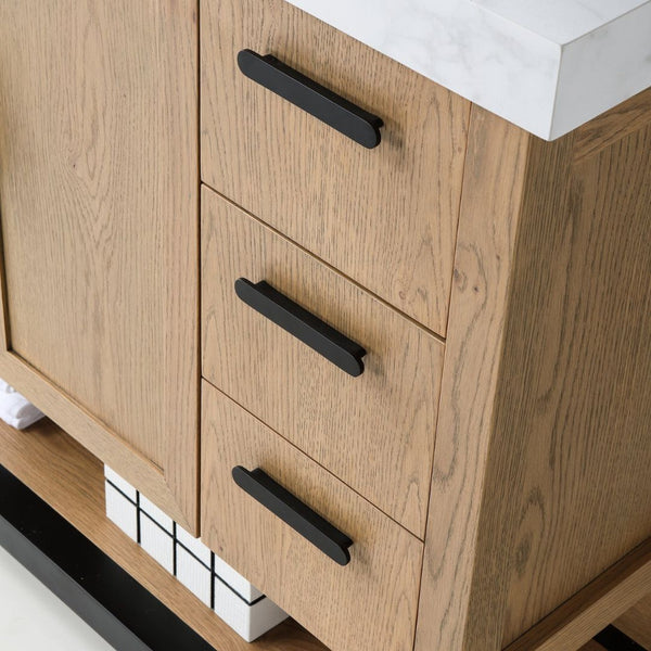WINCHESTER 48” PECAN OAK WITH WHITE COUNTERTOP BATHROOM VANITY