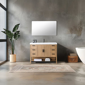 WINCHESTER 48” PECAN OAK WITH WHITE COUNTERTOP BATHROOM VANITY